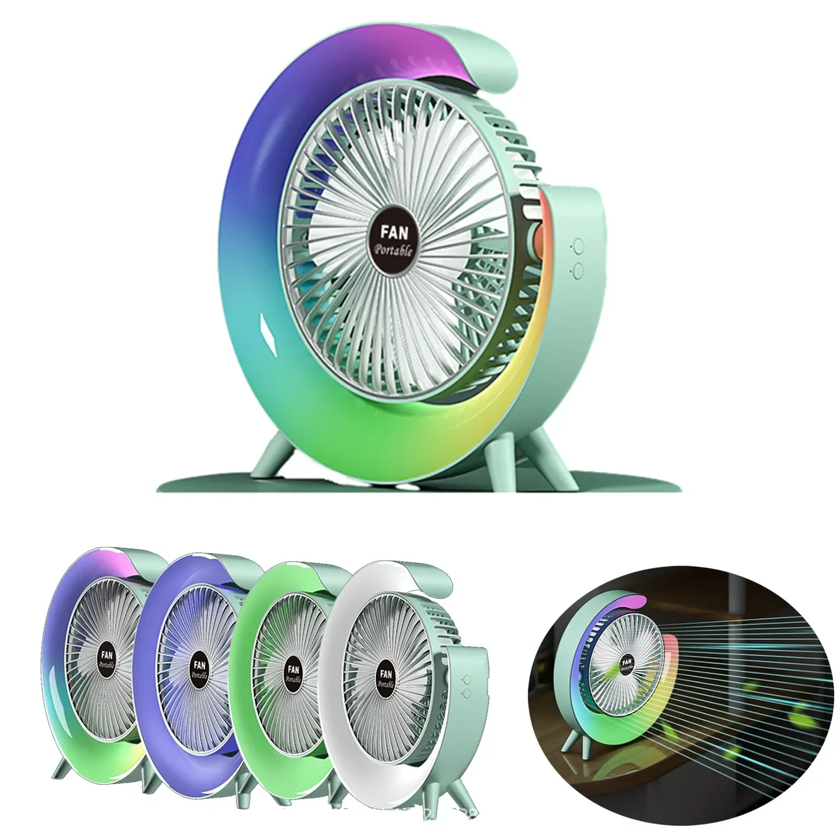 USB Color Running Lamp Electric Fan 1