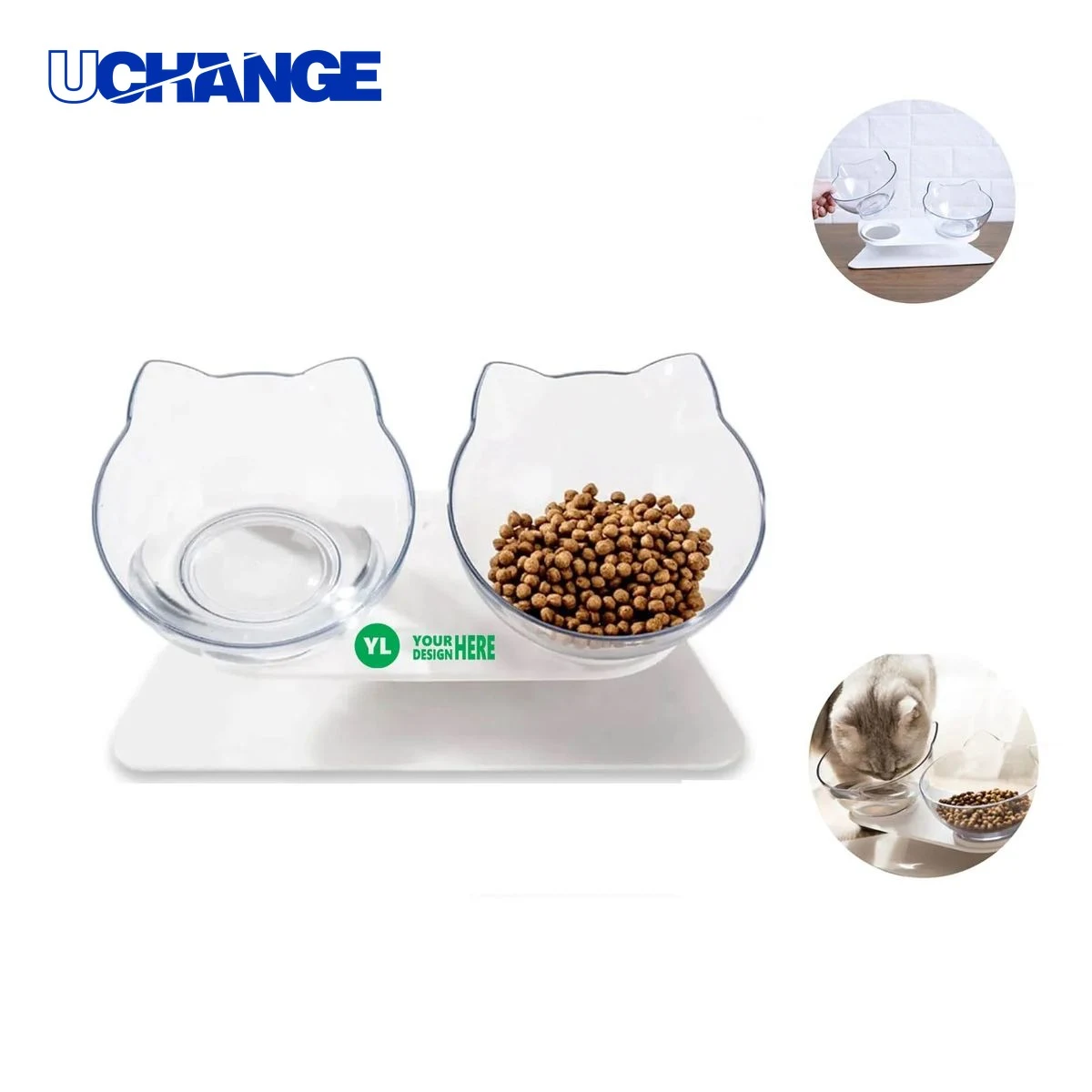 Transparent Double Pet Bowl Set 1
