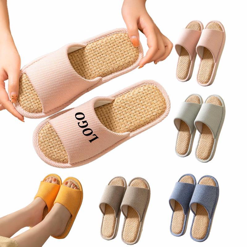 MOQ 30 Linen Slippers Indoor Quiet 9"L-10"L (size 5-8)