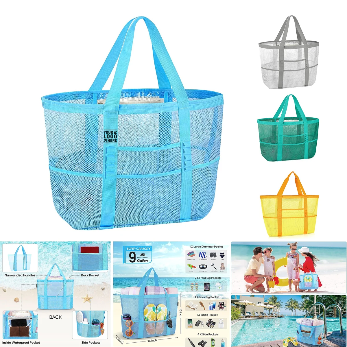 Toys Towel Large Mesh Beach Tote Pool Bag 1