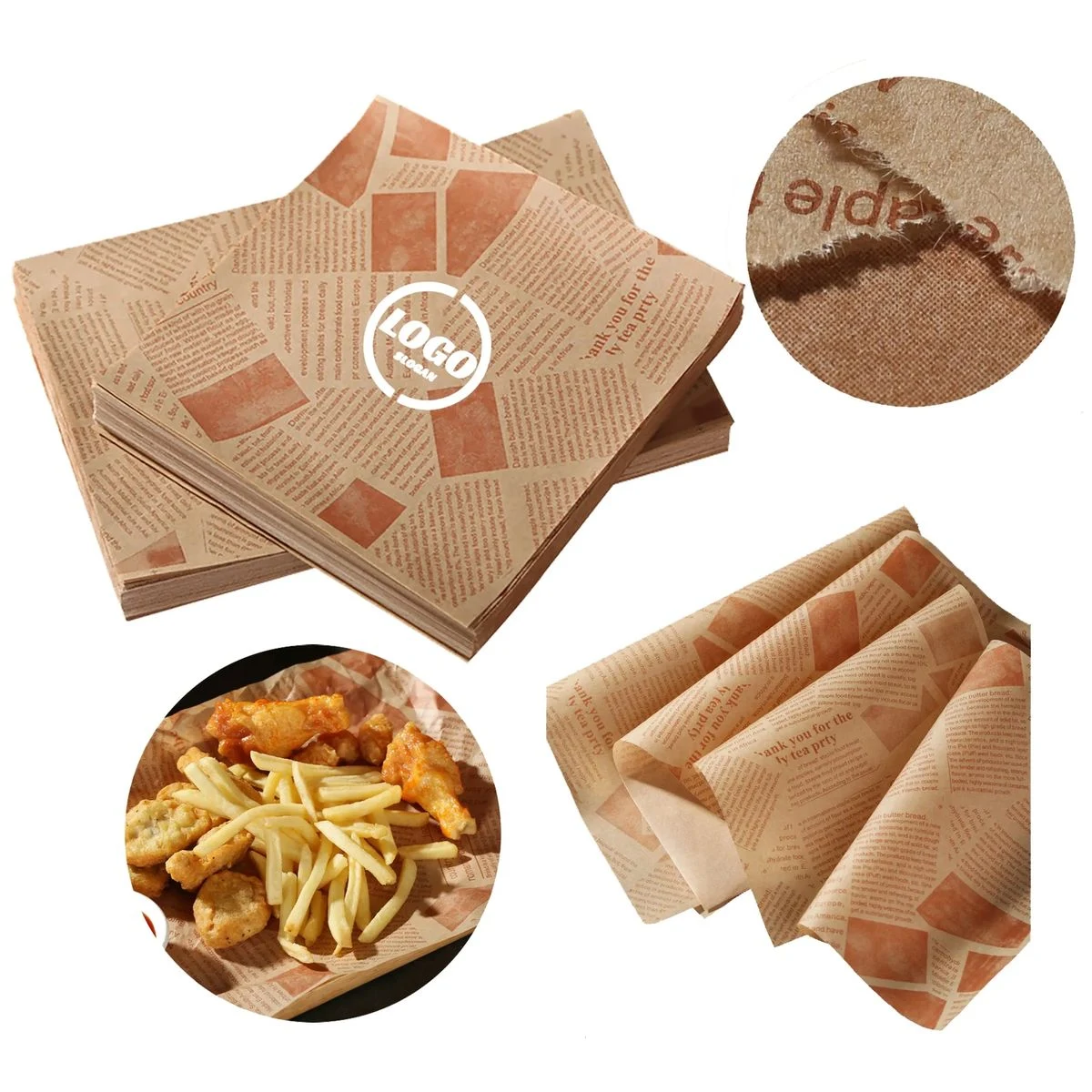 MOQ 30 Packs Hamburger Wrapping Paper 1
