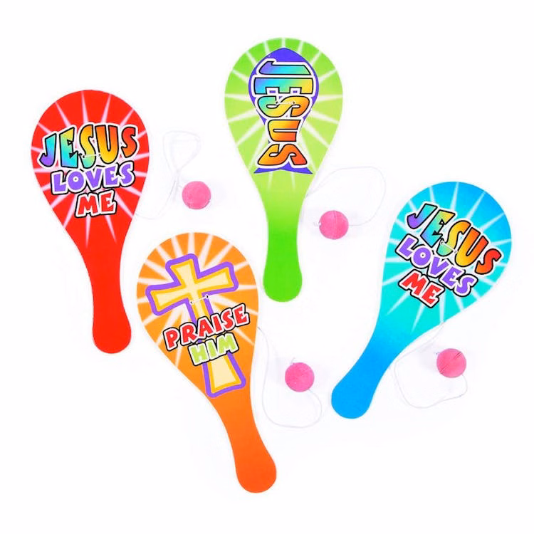 Wooden Religious Paddleball - Assorted