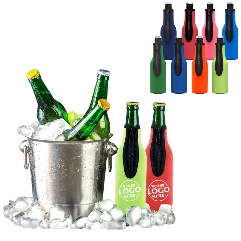 Neoprene Beer Insulator Sleeve Zip-up Bottle Jackets