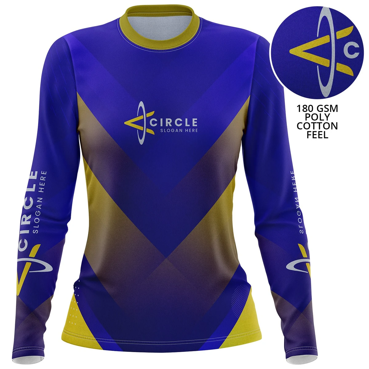 Women's 180 GSM Cotton Feel Jersey Knitted Sublimation Long Sleeve T-shirt 1