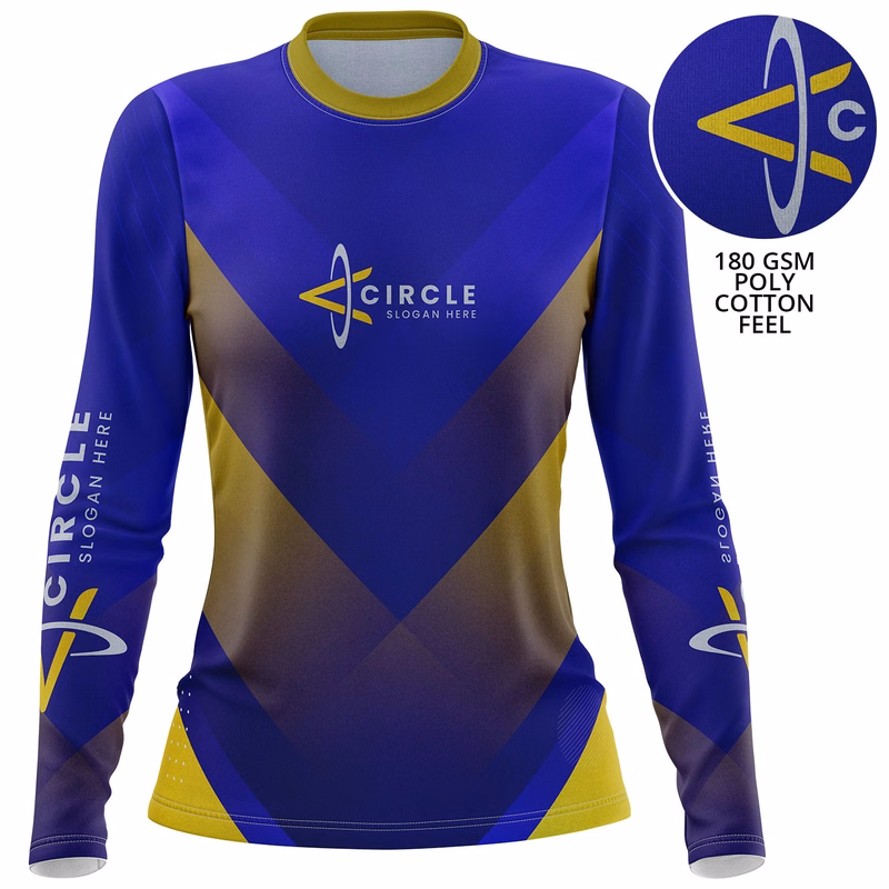 Women's 180 GSM Cotton Feel Jersey Knitted Sublimation Long Sleeve T-shirt