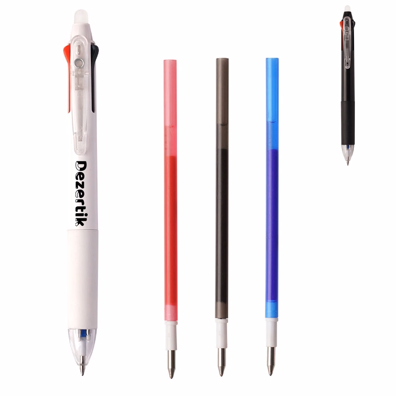 3-Color Erasable Click Pens: Fast-Dry Black Red Gel Pens