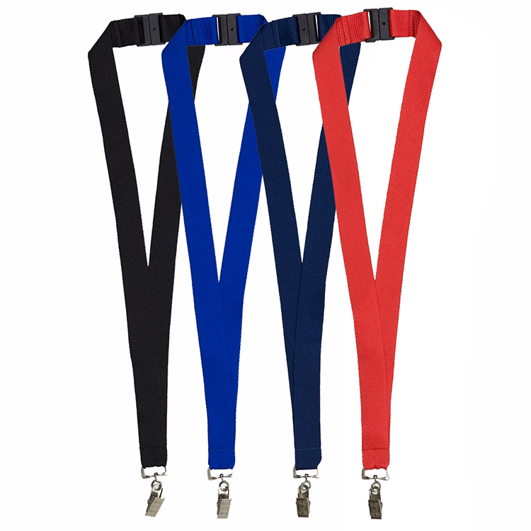 "Owen" 1" Blank Lanyard with Breakaway Safety Release Attachment - Bulldog Clip