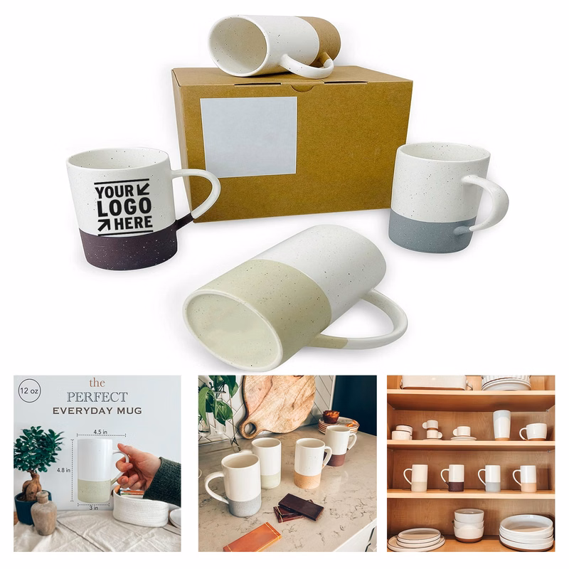Modern Design Assorted Colors Microwave Dishwasher Safe Ceramics 12oz Coffee Mug Set of 4