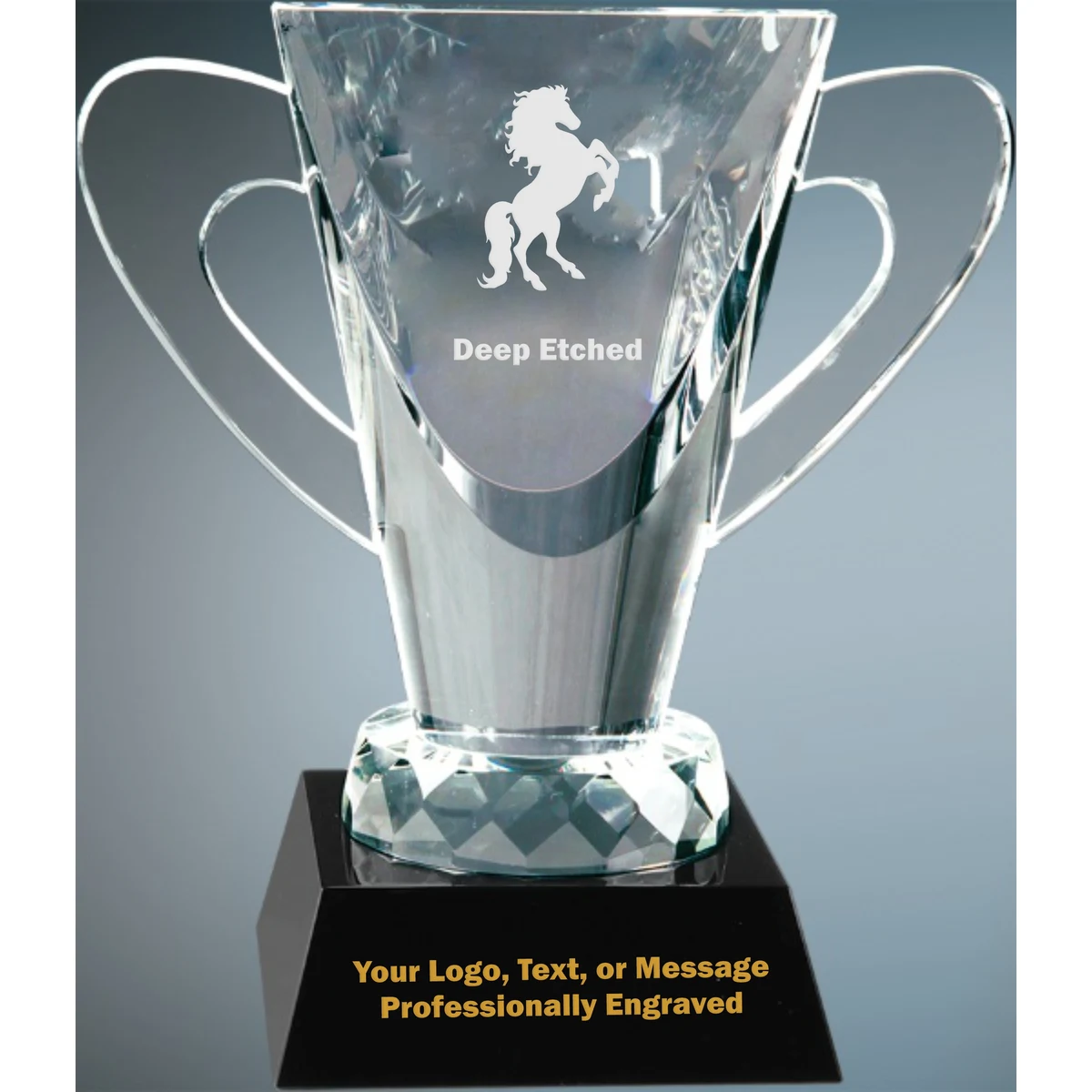 6 1/2" Crystal Cup on Black Pedestal Base Award 1