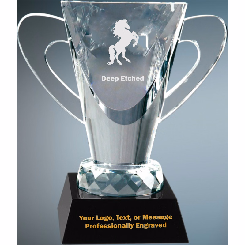 6 1/2" Crystal Cup on Black Pedestal Base Award