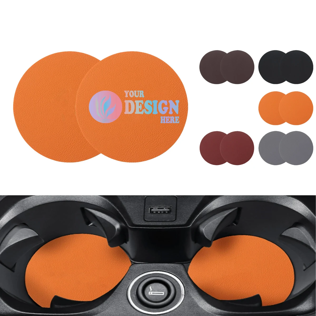 2 PC Set PU Car Coaster 1