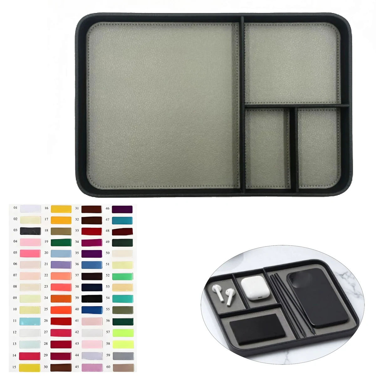 Square Leather Storage Tray 1