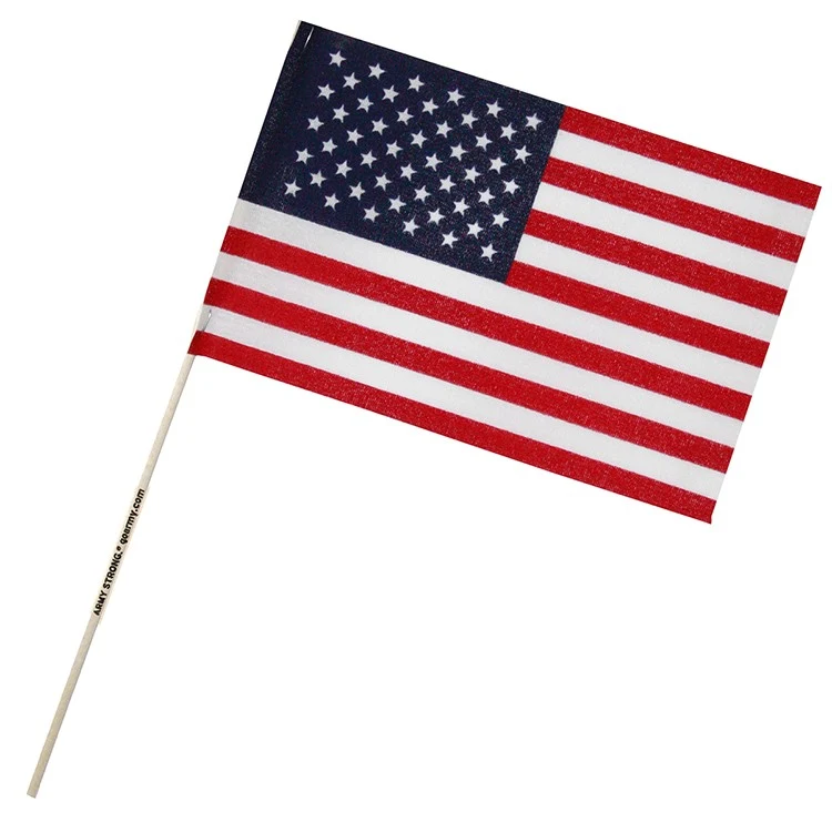 12" X 18" U.S. Cotton Flag on Imprinted 30" Wooden Staff 1