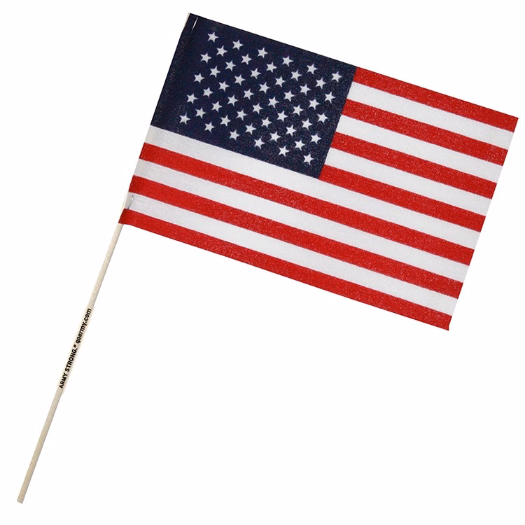 12" X 18" U.S. Cotton Flag on Imprinted 30" Wooden Staff