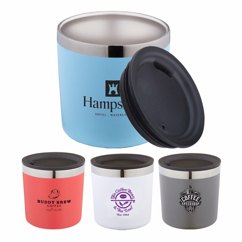 Tall 10 Oz Double-Wall Stainless Steel Tumbler Cup w/ Insulated Lid