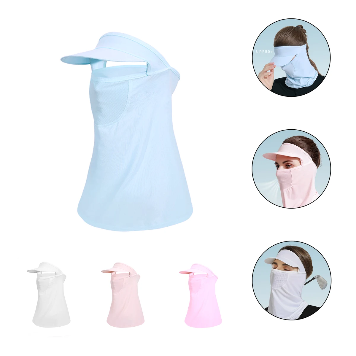 Ice Silk Sunscreen Face Cover Mask Sun Hood for Women 1