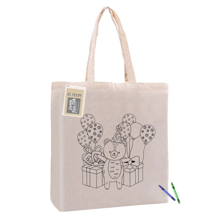 Colouring Calico Bag with Gusset, custom tote bag with logo imprint 1