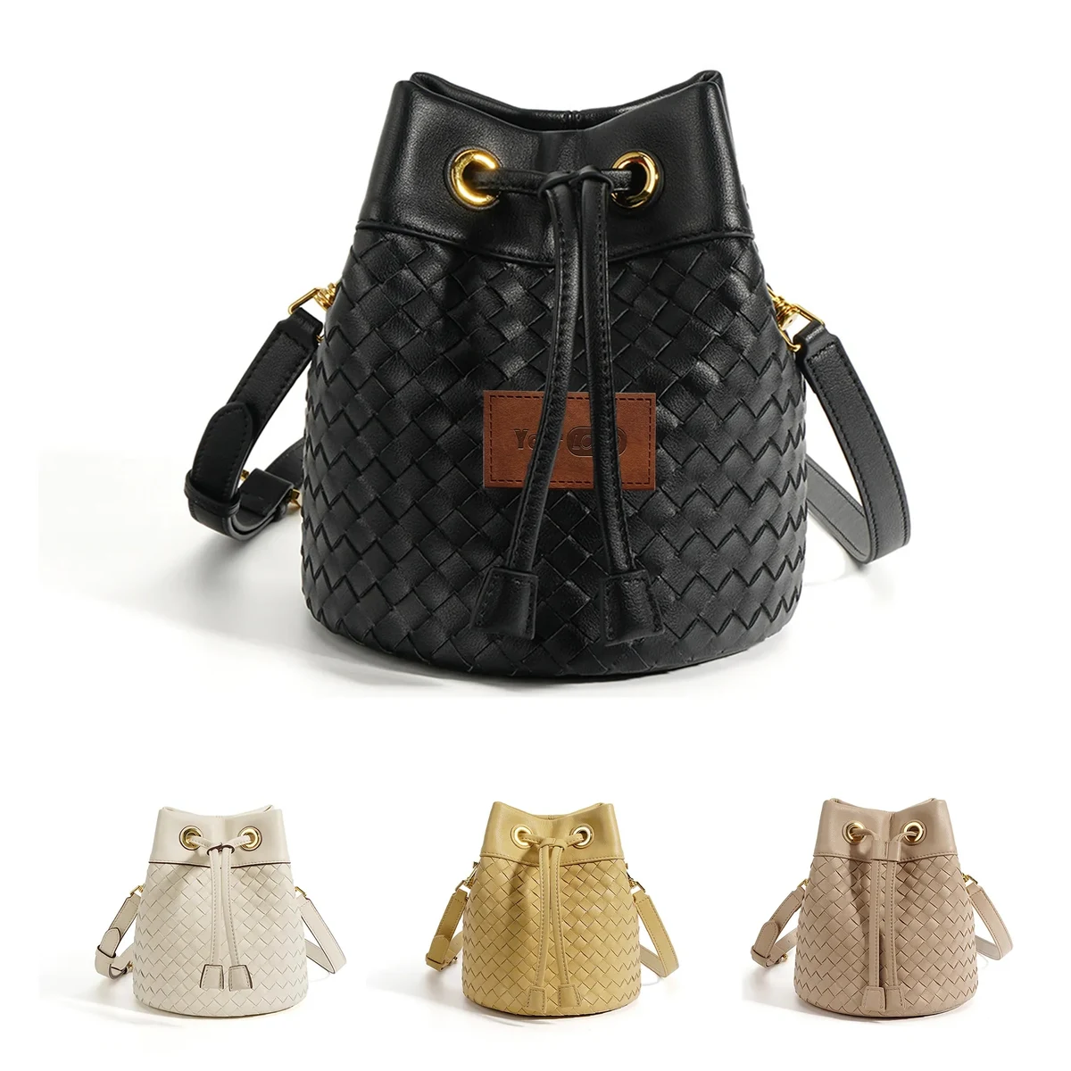 Genuine Leather Innovative Drawstring Cross-Body Bag 1
