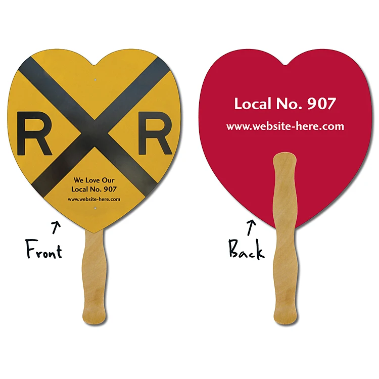 Hand Fan - 8.5x8 Heart Shaped Laminated - 14 pt. 1
