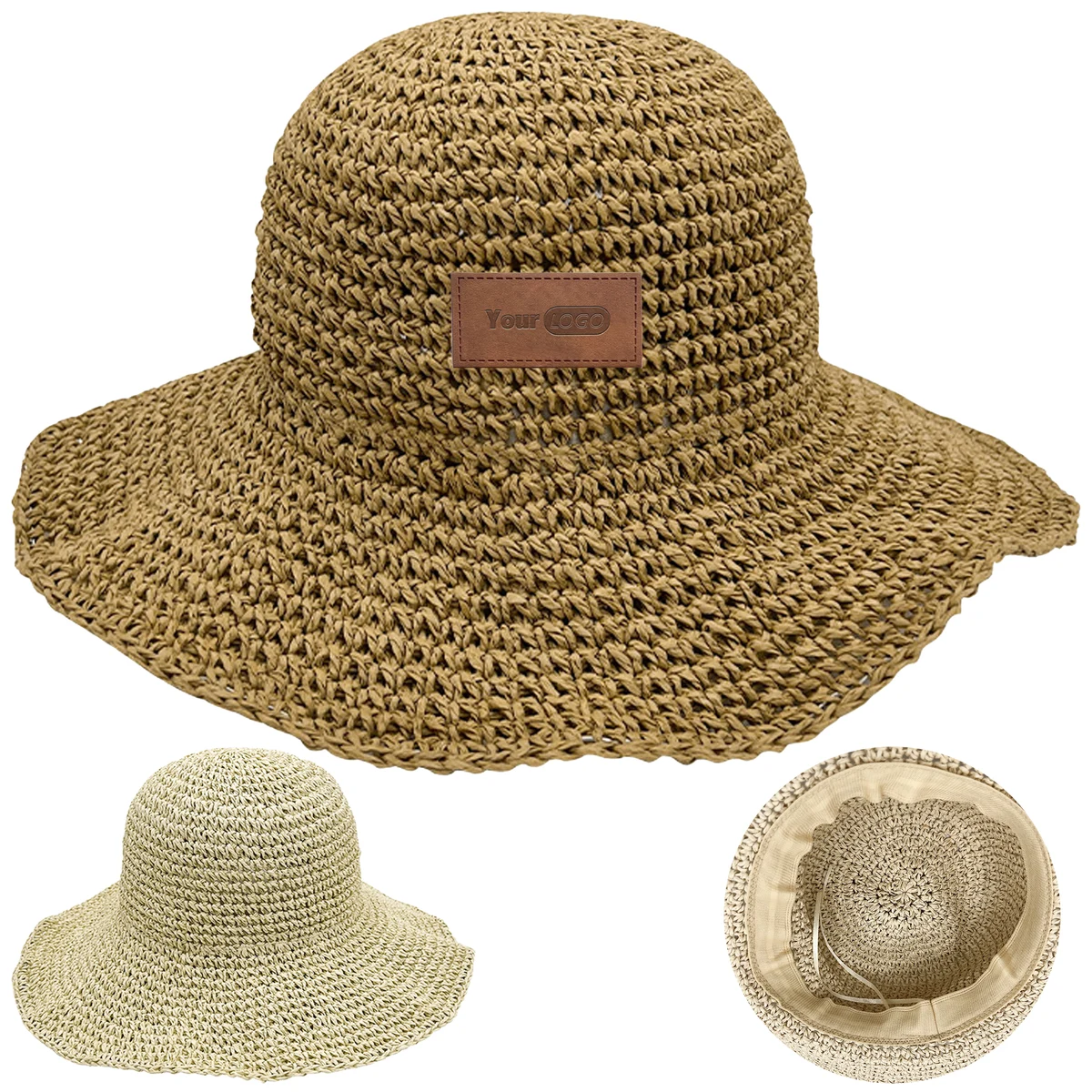 Straw Foldable Large Edge Sunshade Beach Hat 1