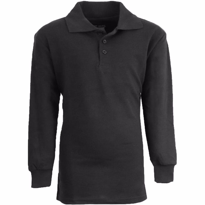 Boys' Uniform Polo Shirts - Sizes 4 - 7 Black Long Sleeve