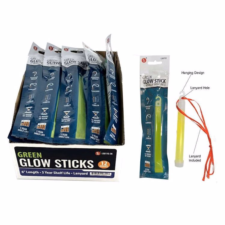 Green Glow Stick with Lanyard -6"