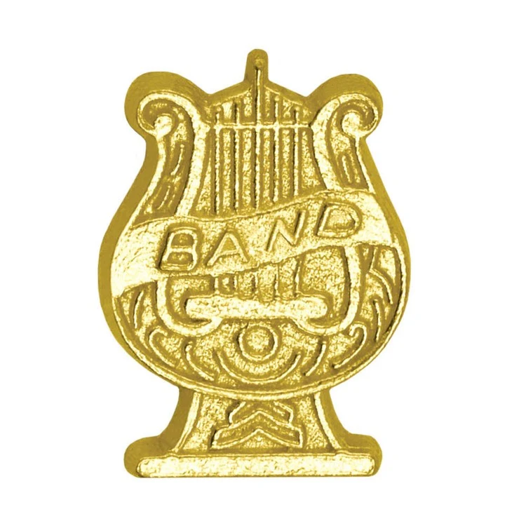 Band Lyre Bright Gold Chenille Lapel Pin 1