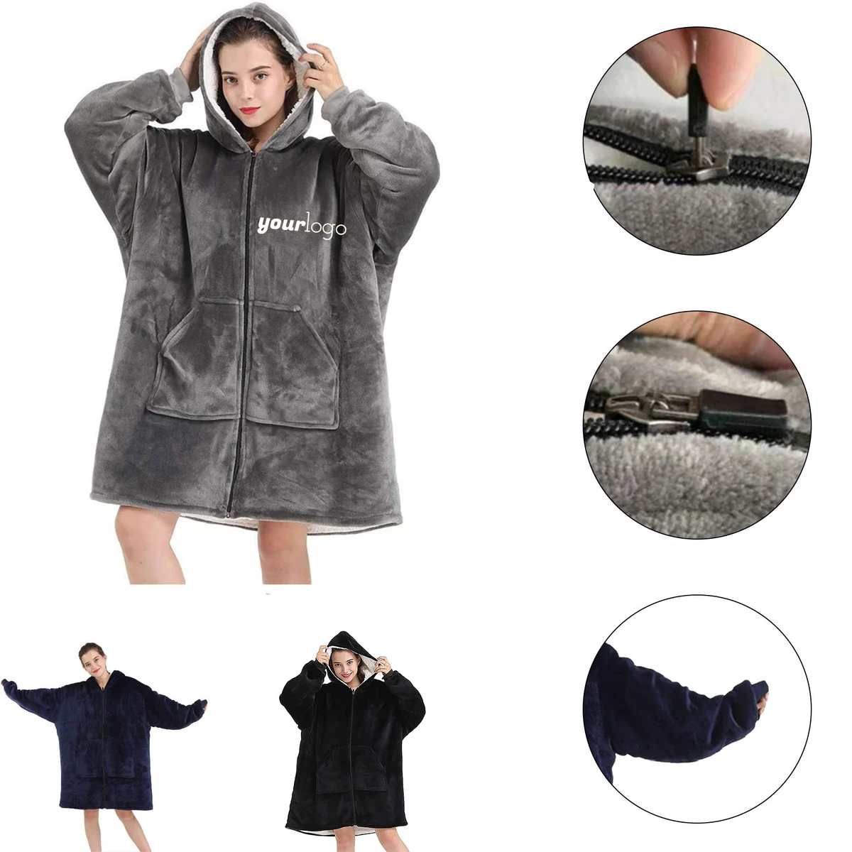 Zipper Blanket Hoodie 1