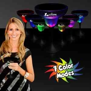 10 oz. LED Lighted Frosted Margarita Glass with Black Base 1