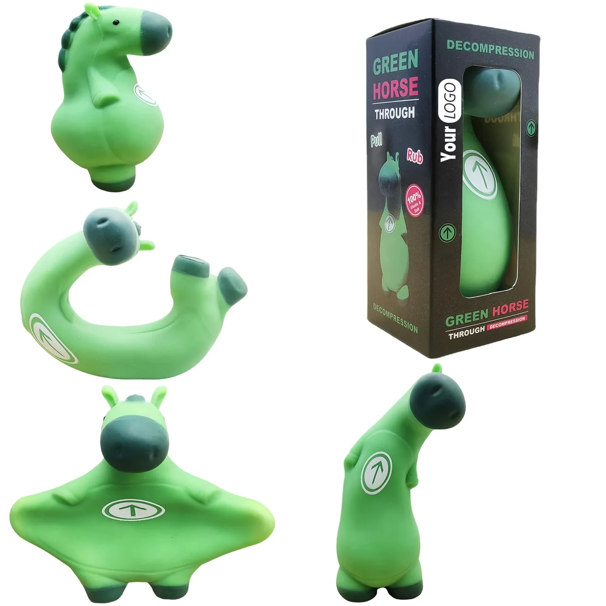 Novelty Green Horse Pull Squeeze Toy For Stress Relief 1
