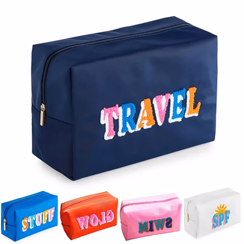 Waterproof Embroidered Letter Makeup Bag