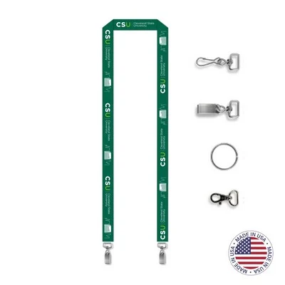 USA Made Full Color Digitally Sublimated Lanyard with Double Cip - Horizontal - 5/8" 1