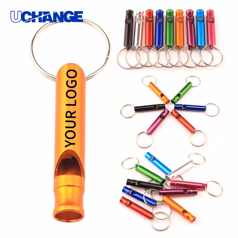 Outdoor Aluminum Whistle Key Chain Keychain for Safety