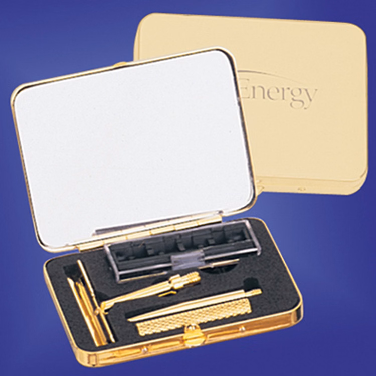 Gold Plated Brass Razor Set