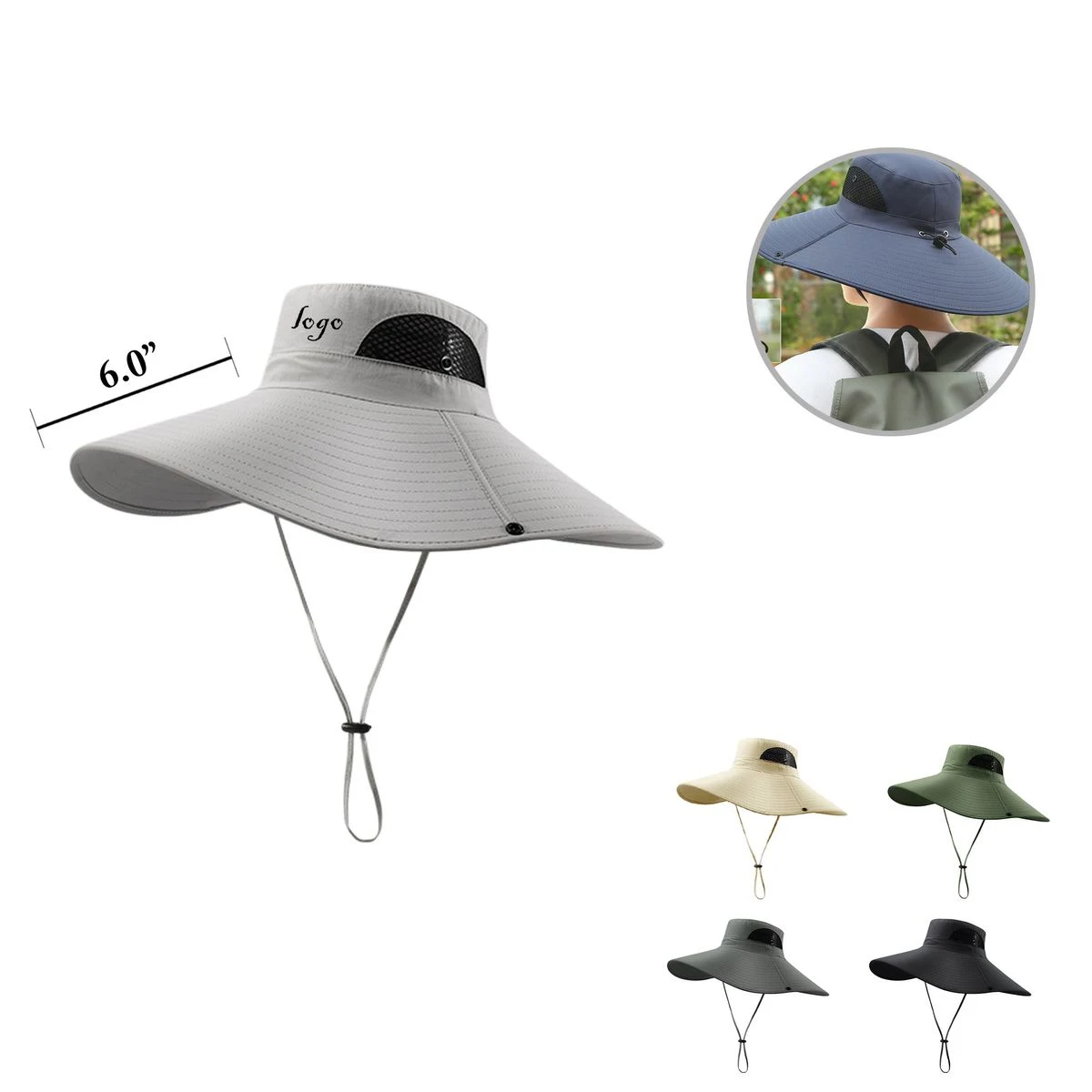MOQ30 6 Inch Brim Wide Fishing Bucket Hat 1