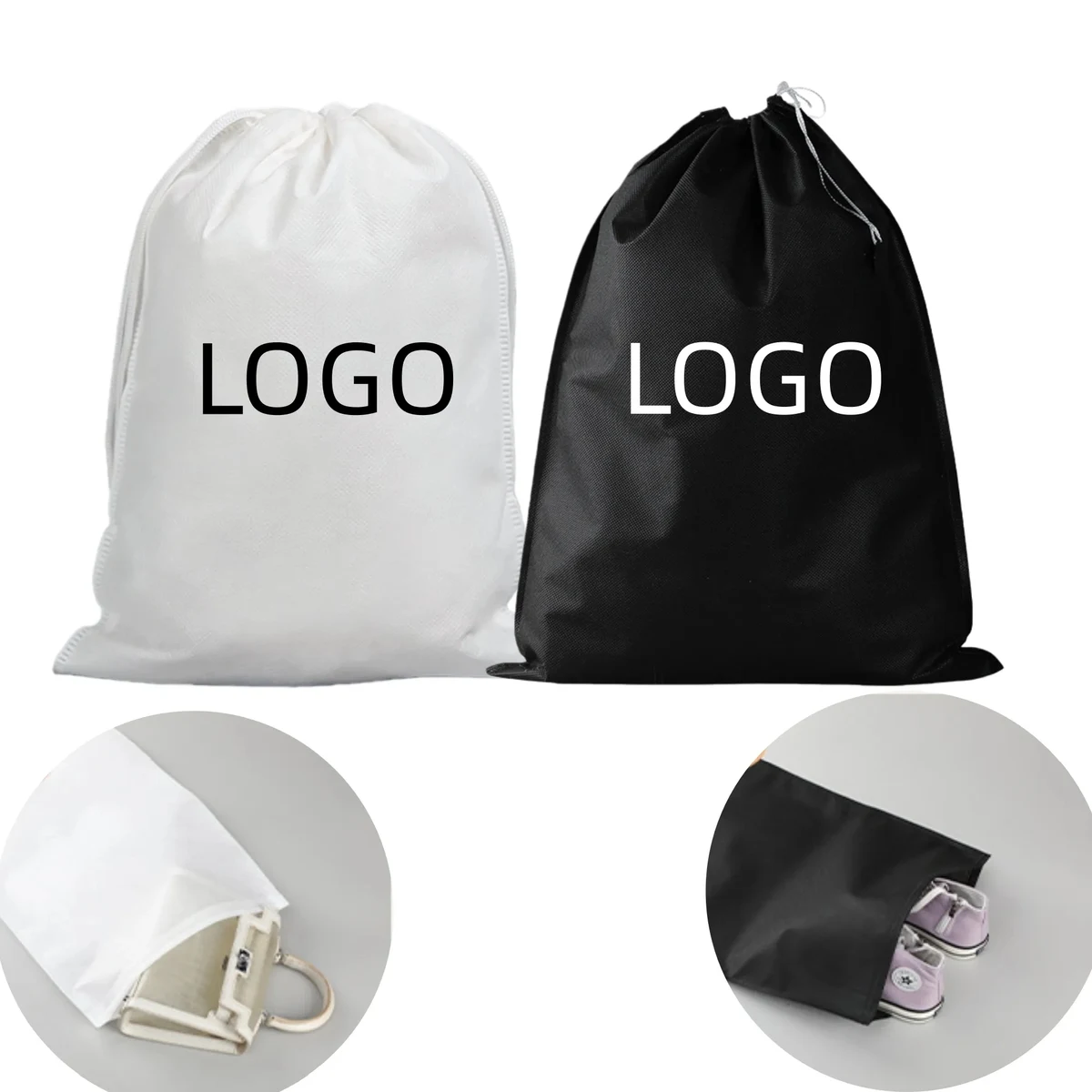 Non Woven Drawstring Anti Dust Shoe Bag Package For Clothes 1