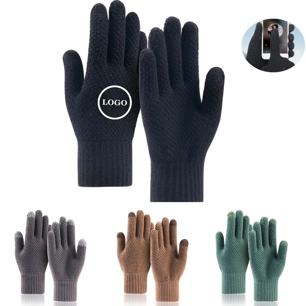 Touchscreen-Compatible Knit Winter Gloves 1