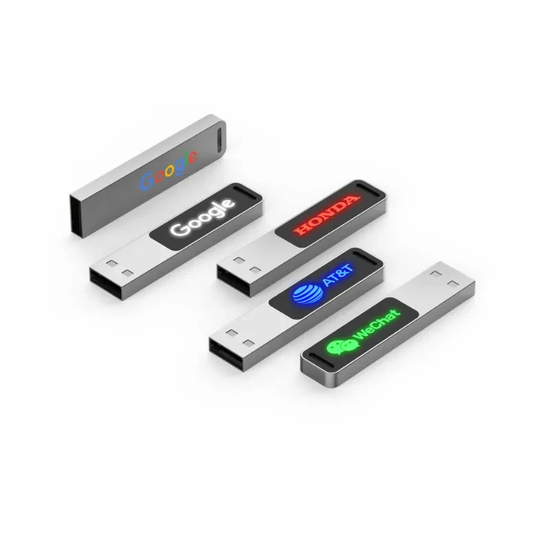 Metal mini capless USB flash drive with LED logo 1