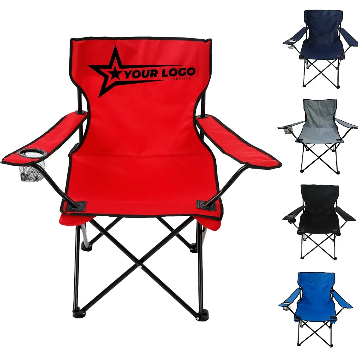 Portable Camping Folding Chair Fishing With Net Cup Holder 1