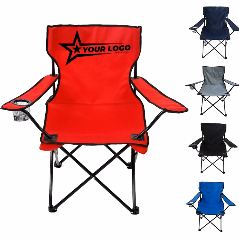 Portable Camping Folding Chair Fishing With Net Cup Holder