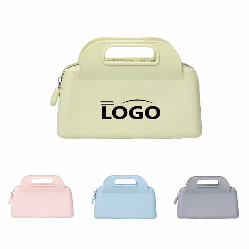 Vibrant Silicone Cosmetic Bag with Handles