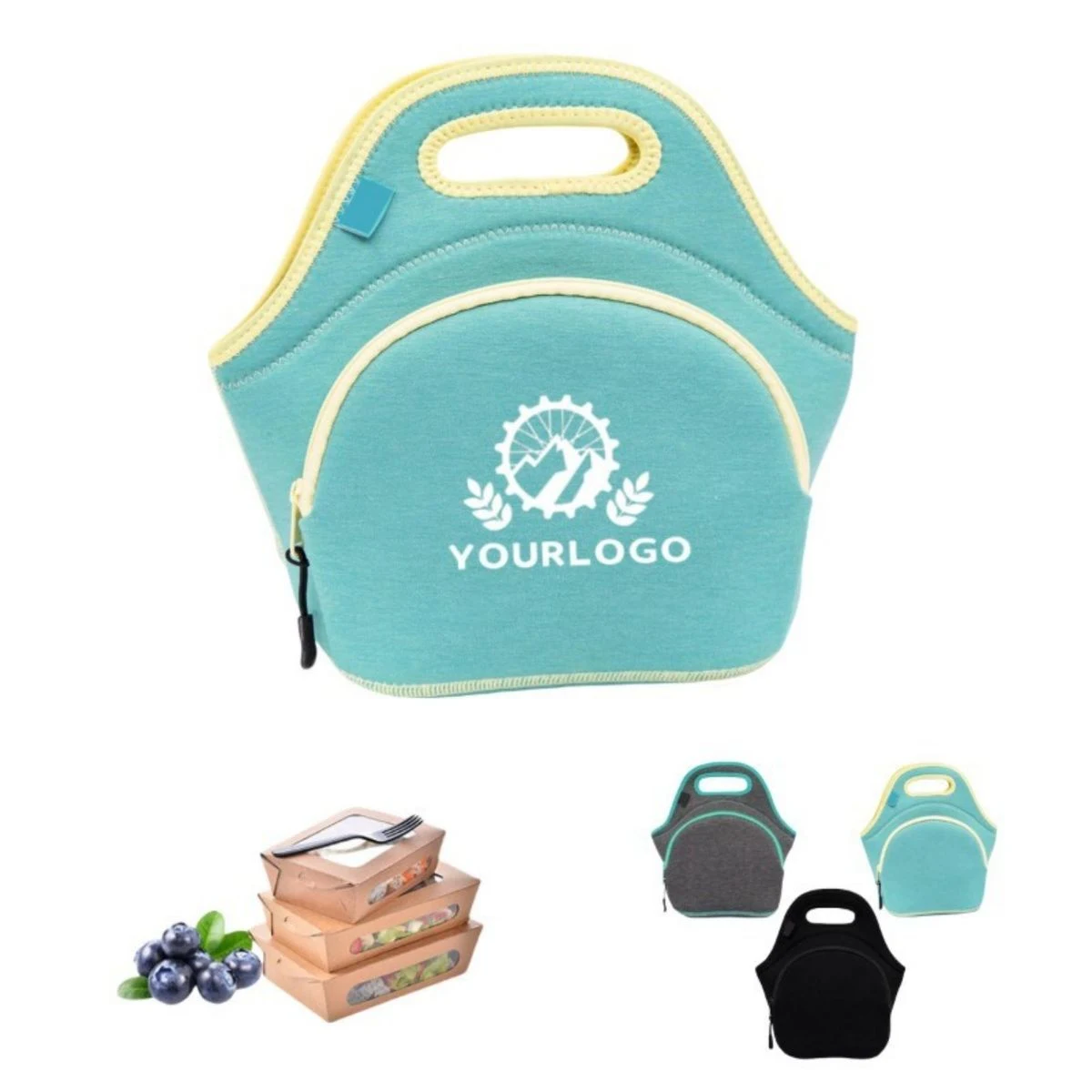 Neoprene Lunch Bag With Zipper And External Pocket 1