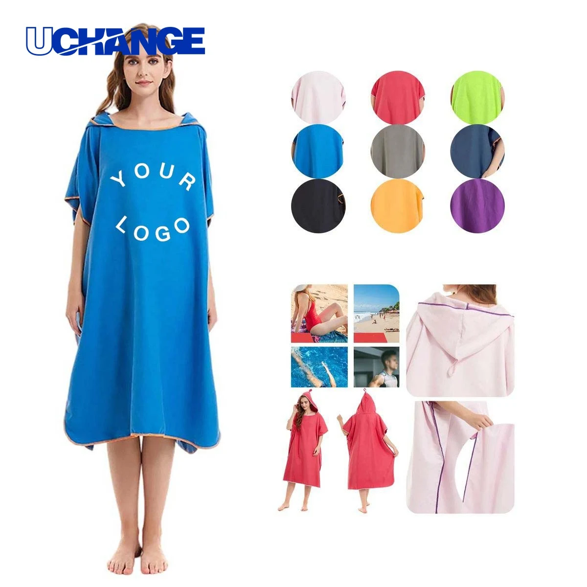 Solid Color Adult Poncho with Snap Button for Rain Protection 1