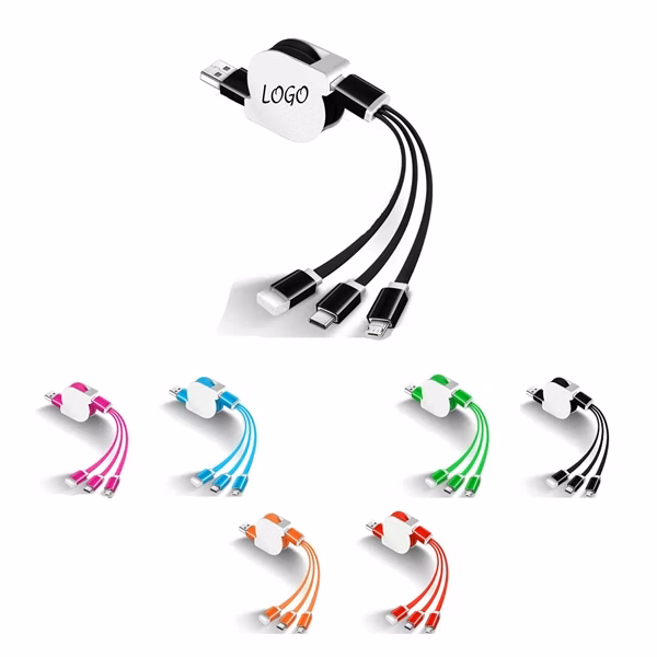 White Shell Rope 3 In 1 Data Cable
