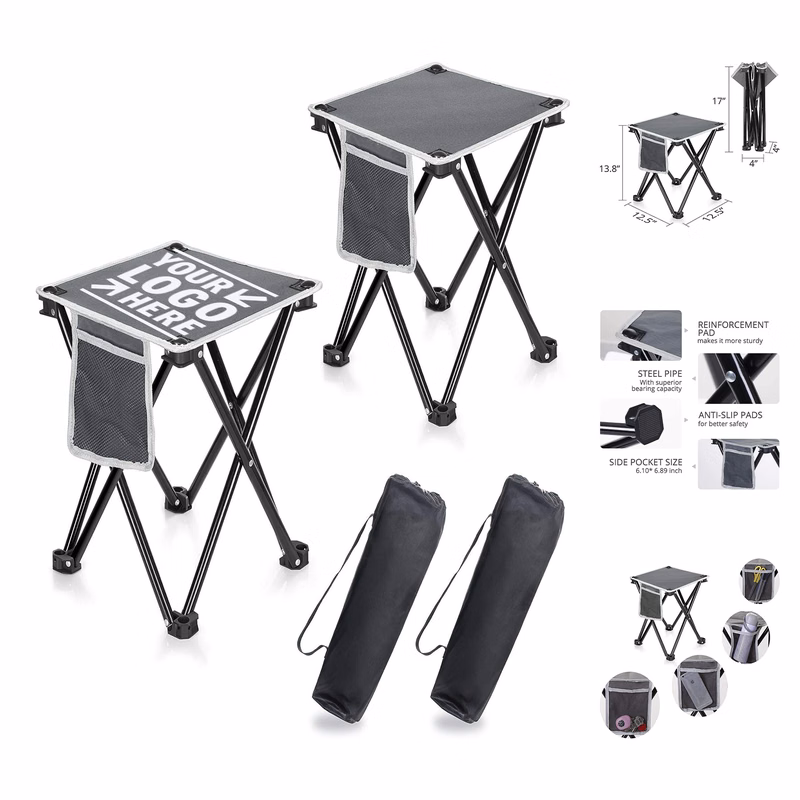 2 Pack Outdoor 400 LBS Capacity 13.8 Inch Portable Folding Camping Stool With Carry Bag