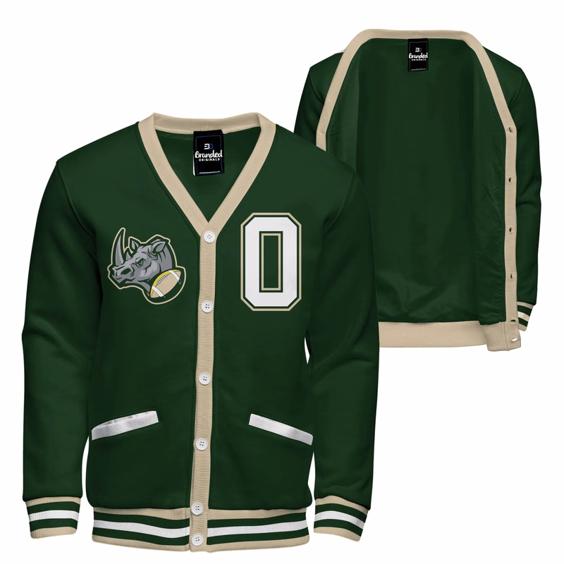 Fleece Varsity Cardigan With No Lining