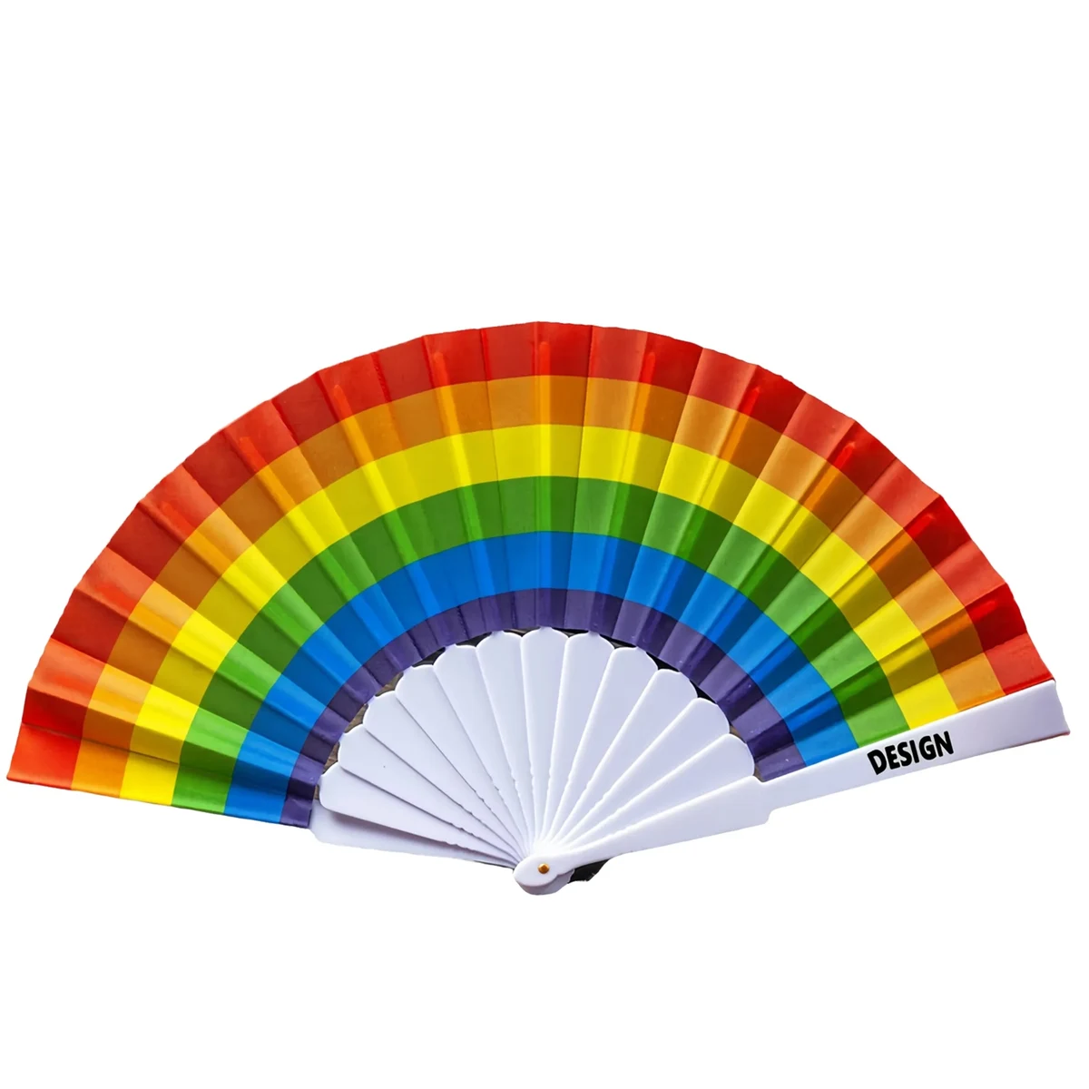 Plastic Folding Fan with Rainbow Design 1
