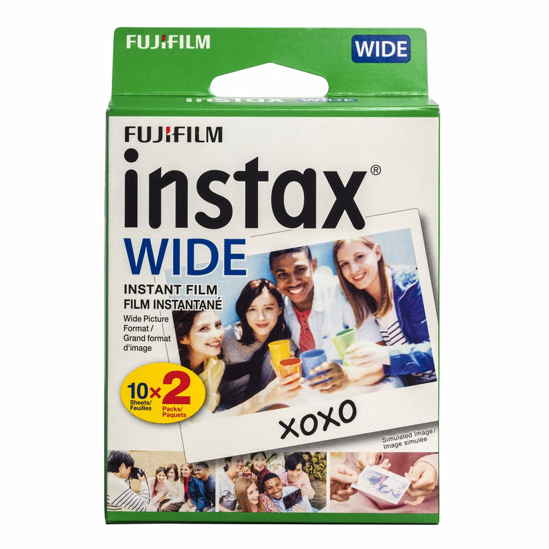 Fujifilm instax Wide Instant Film, 20 Exposures, White, New Packaging