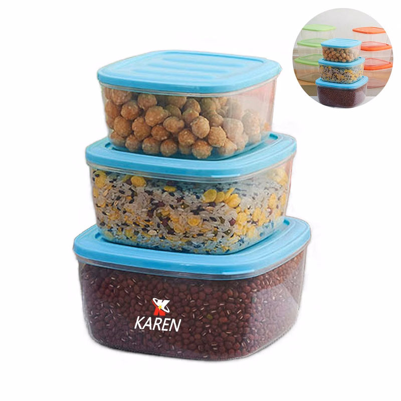 Plastic Lids Stackable Transparent Food Storage Box