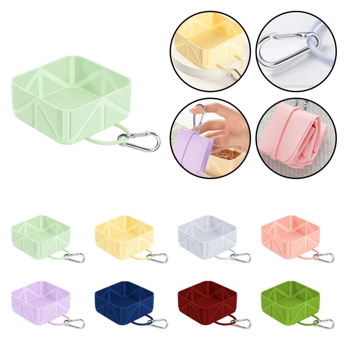 Square Collapsible Silicone Pet Bowl 1